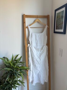 Aritzia White Organic Linen Sleeveless Midi Dress